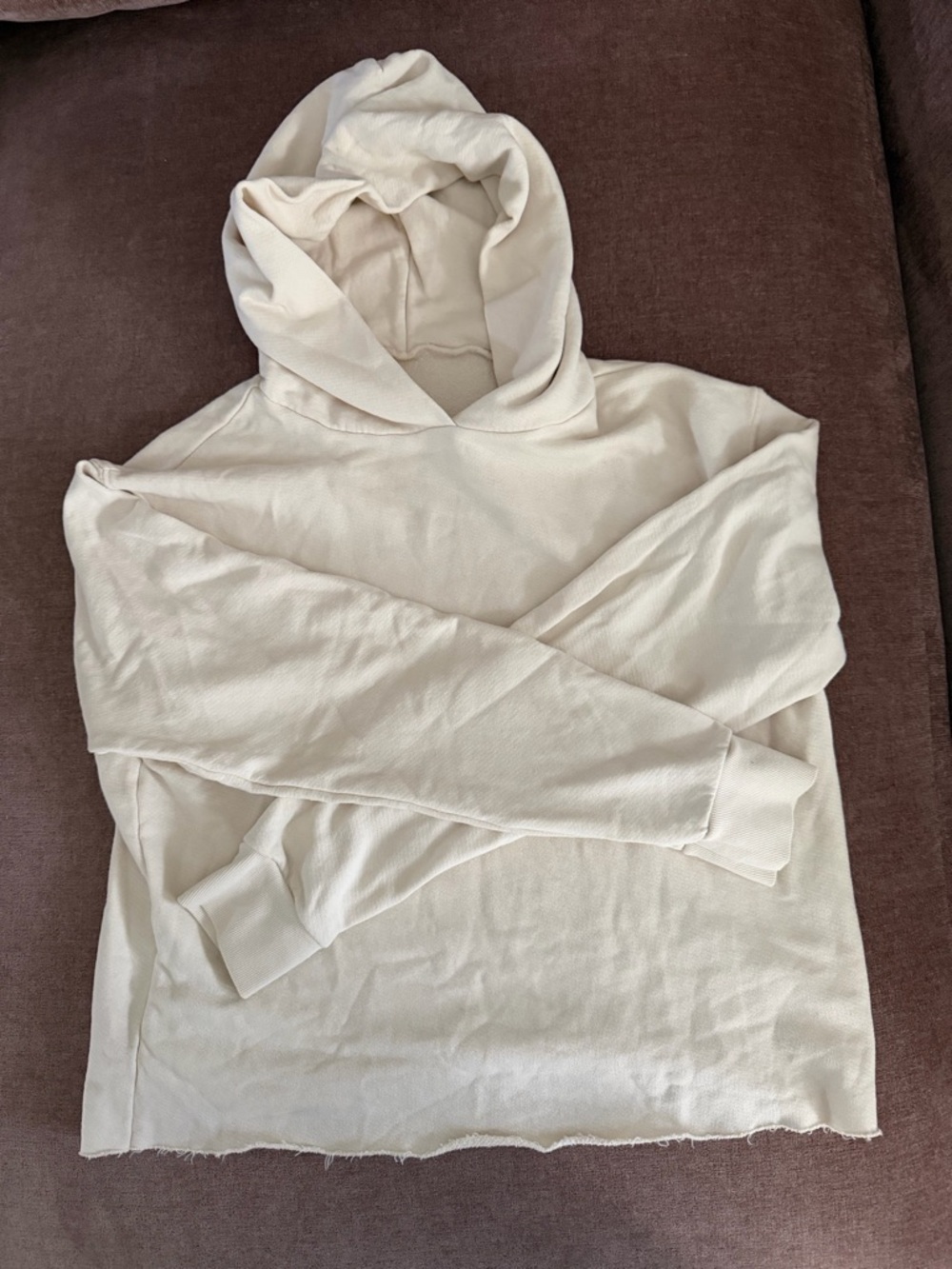 perfectwhitetee White Lightweight Cotton Hoodie Raw Hem Size S